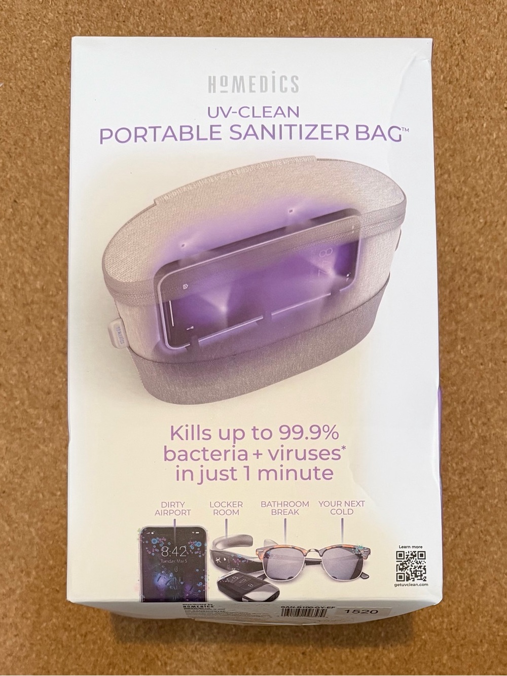 HoMedics UV-Clean Portable Sanitizer Bag, Grey